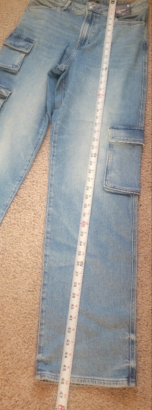 Express Light Blue Straight Cargo Jeans - Picture 5 of 11